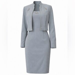 VTG DJ & Co 2PC Set Blazer Dress Women SZ S Preppy Minimalist Office Secretary